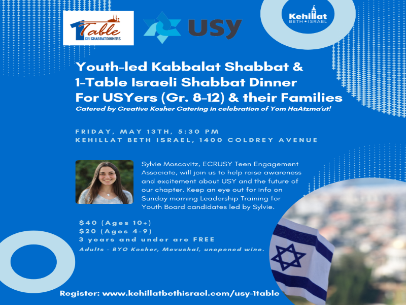 1-Table Israeli Shabbat Dinner For USYers & their Families