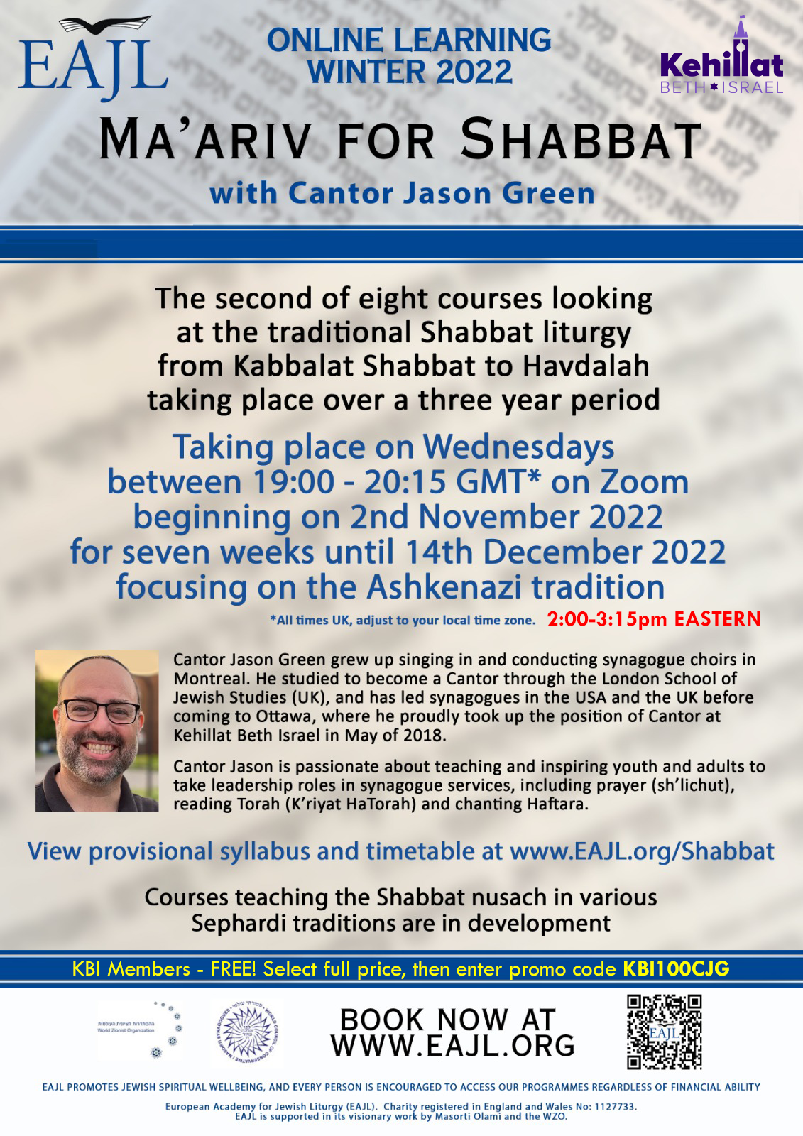 Online Learning: Ma'ariv for Shabbat, with Cantor Green