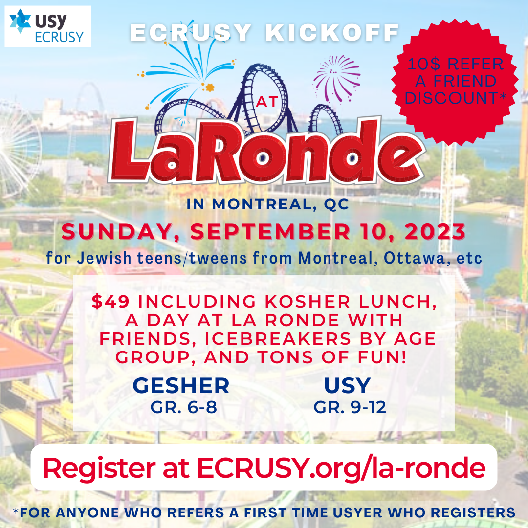 JACCUSY (Gesher & USY) Season Kick-off: LaRonde/Six Flags Montreal, Sept. 10