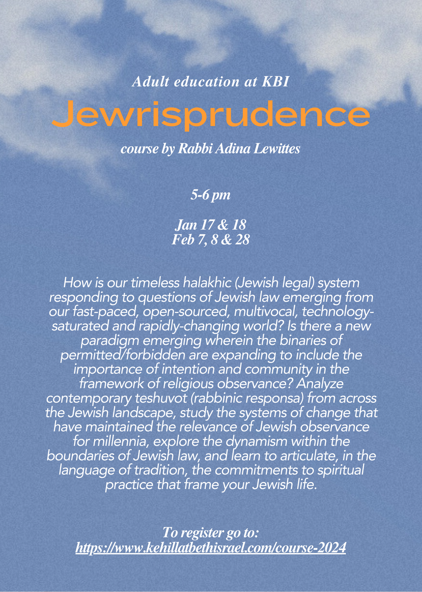 Course Jewrisprudence by Rabbi Adina Lewittes