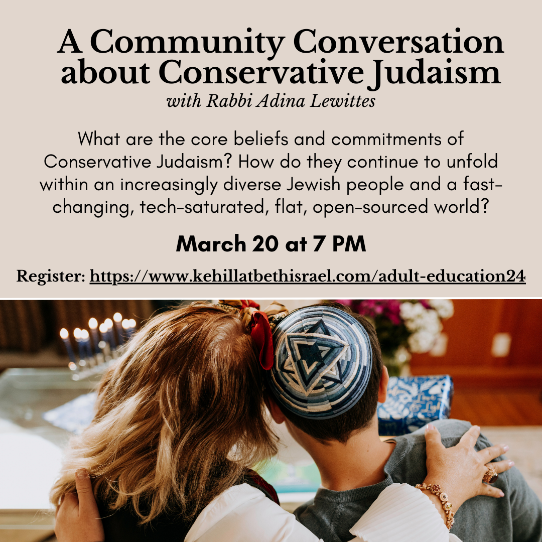 A Community Conversation about Conservative Judaism with Rabbi Adina Lewittes
