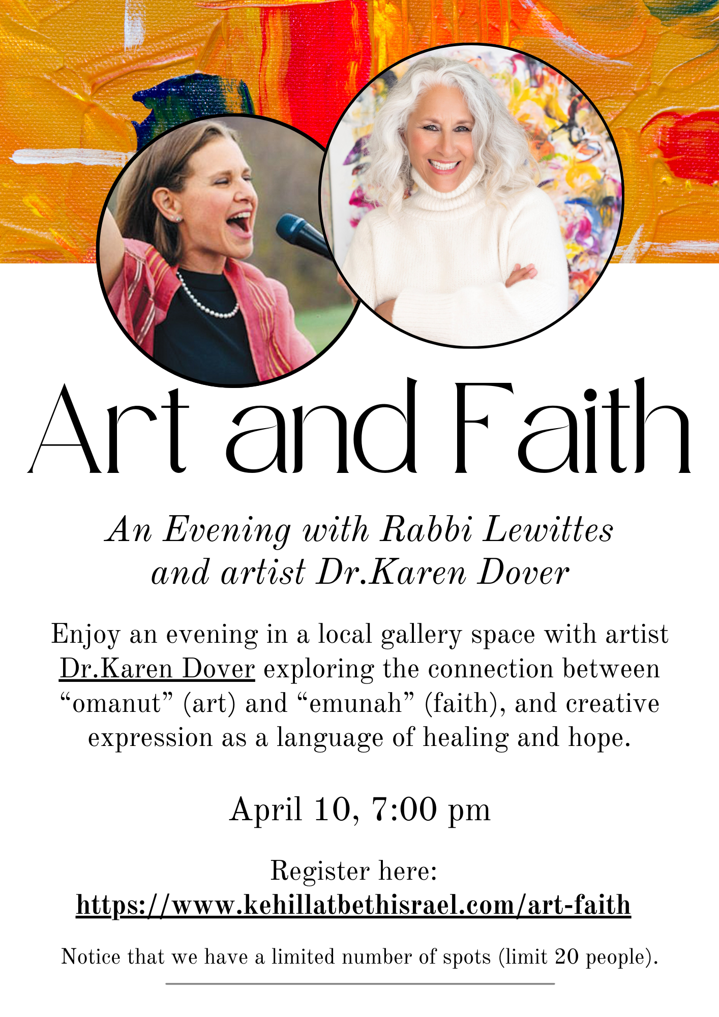 Art and Faith:An Evening with Rabbi Lewittes and artist Dr. Karen Dover