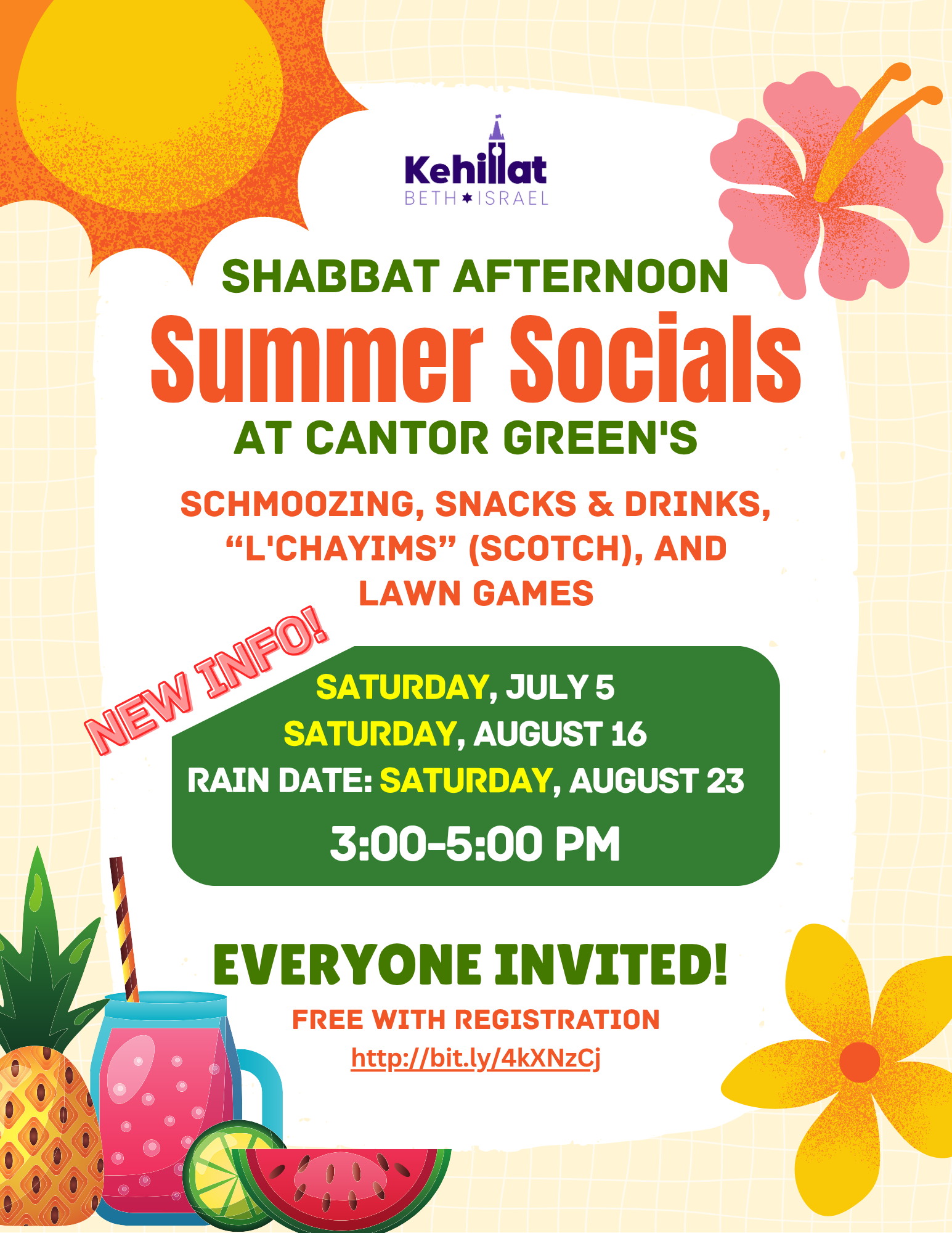 Shabbat Afternoon Summer Socials at Cantor Green's